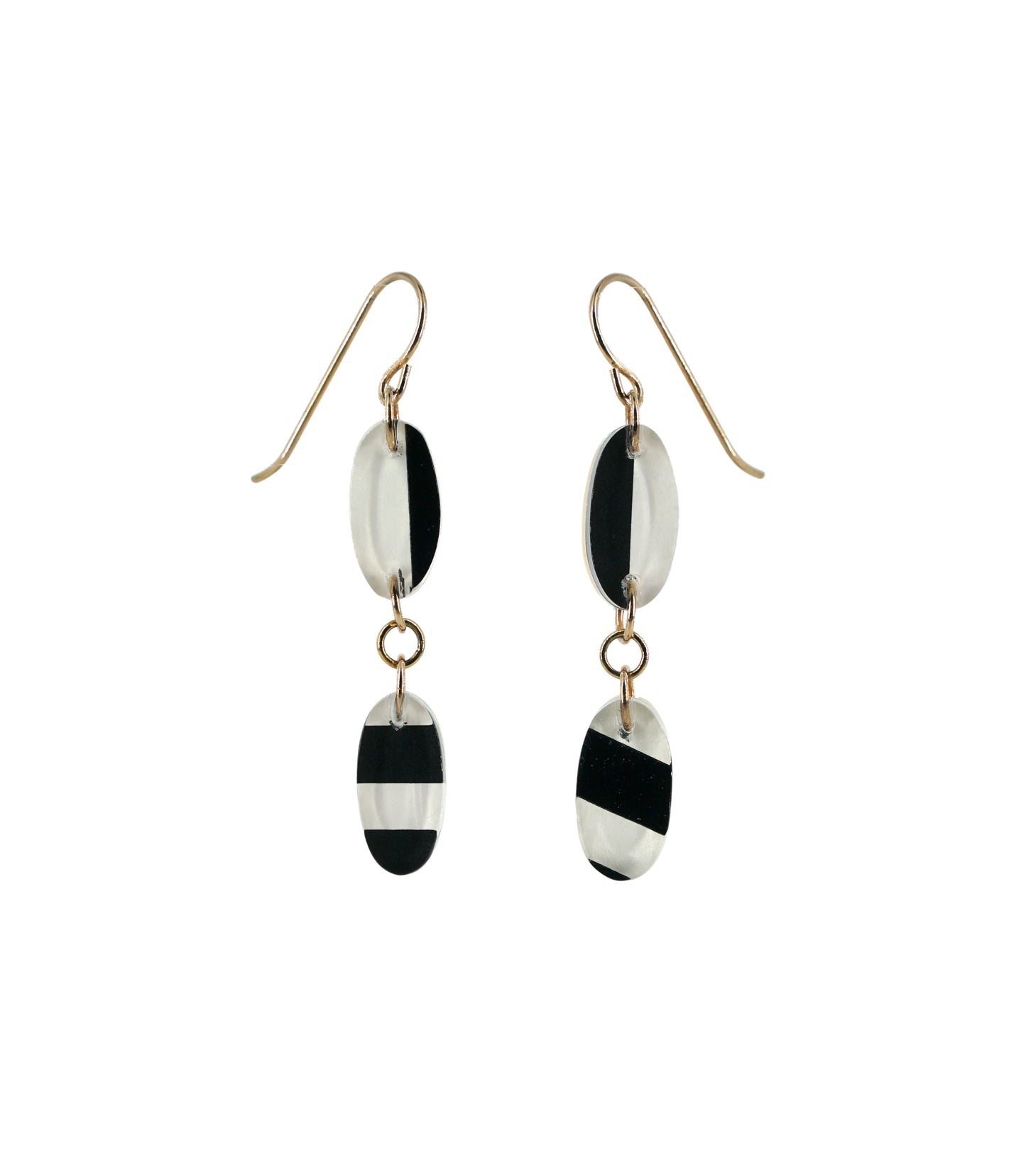 Op Art and Gold Reversible Small 2 Tier Drops (wire)