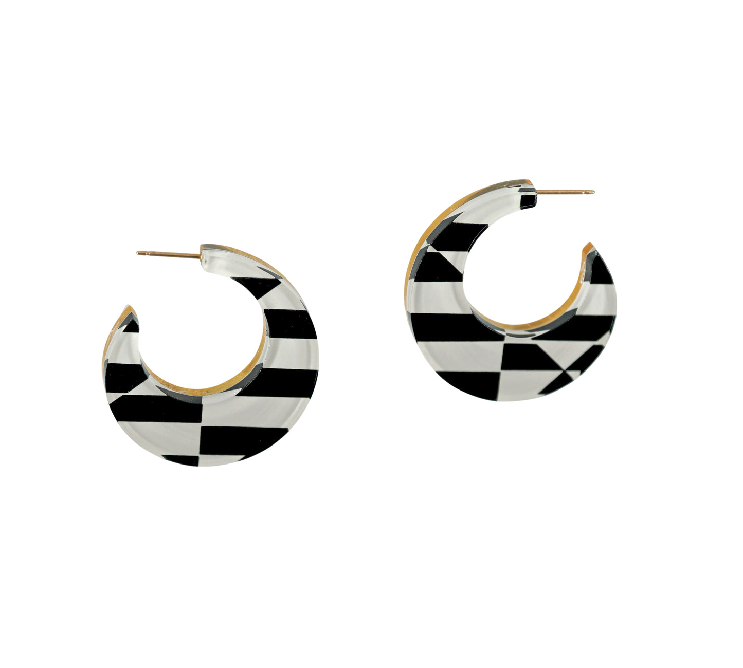 Op Art and Gold Reversible Round Hoops (post)