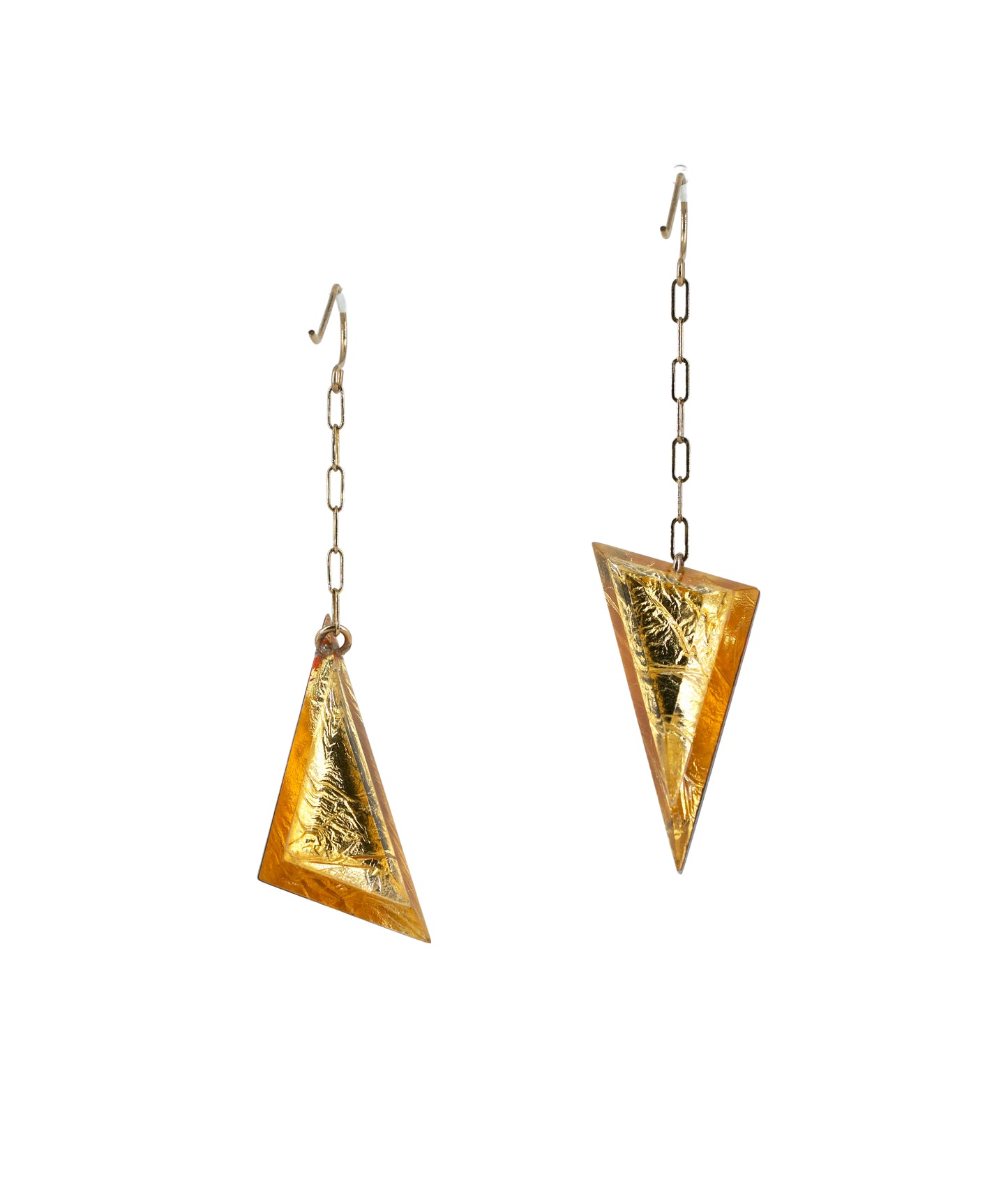 Op Art and Gold Up Down Triangle Chain Drops (wire)