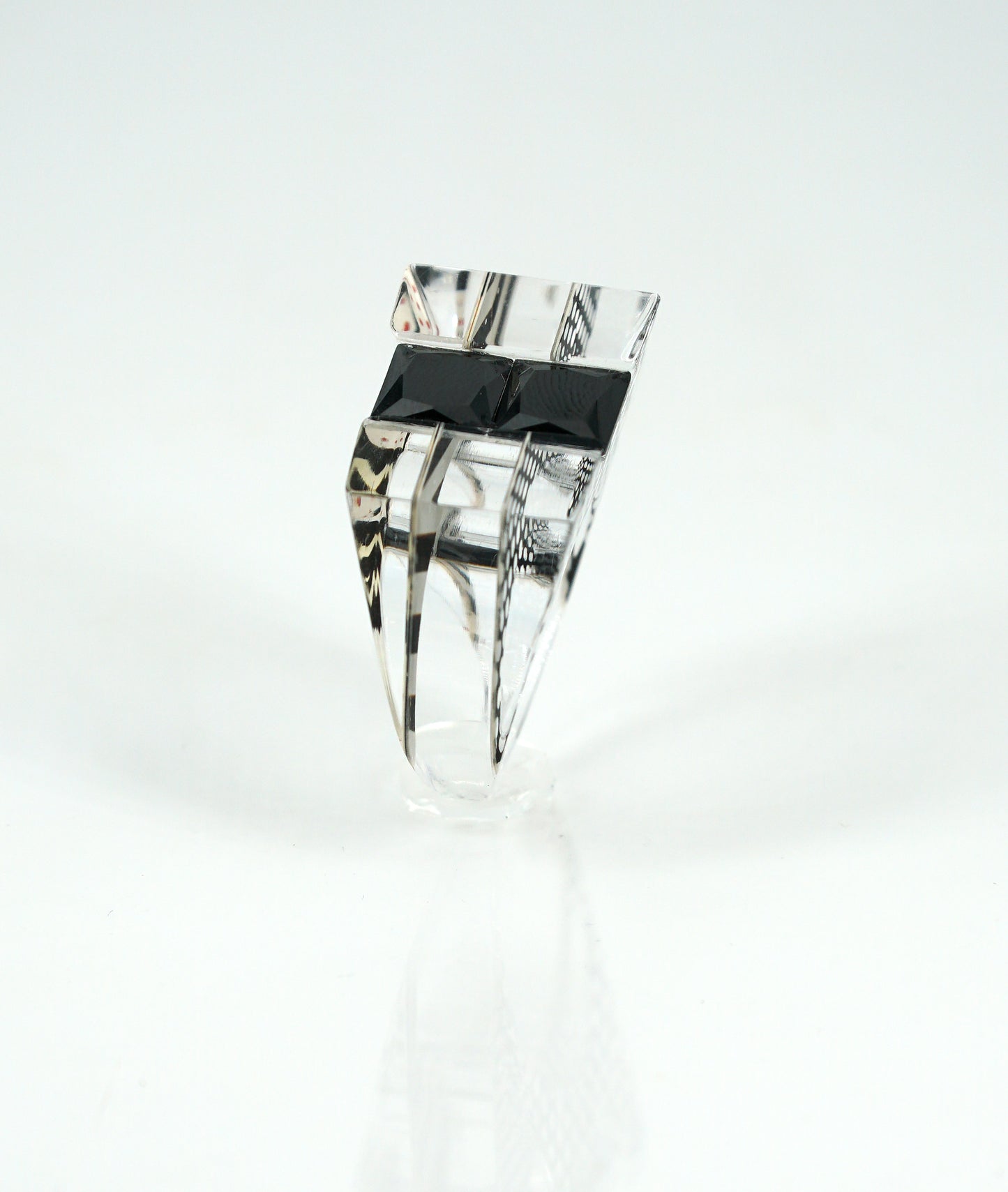 Pop Art Double Black Gem Ring - size 8.5