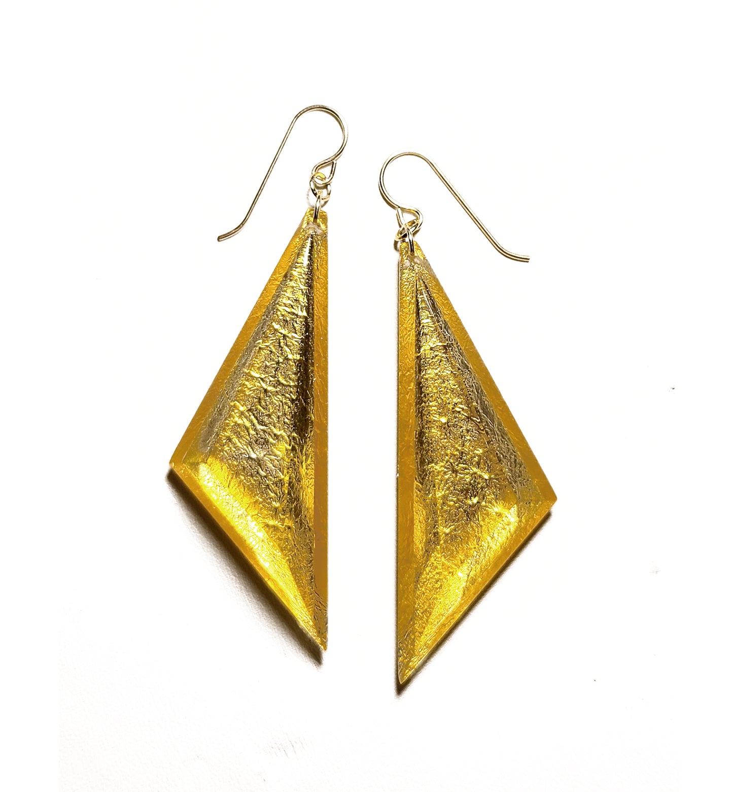 Acrylic and Gold Sculpted Triangle Drops (wire) MADE-TO-ORDER