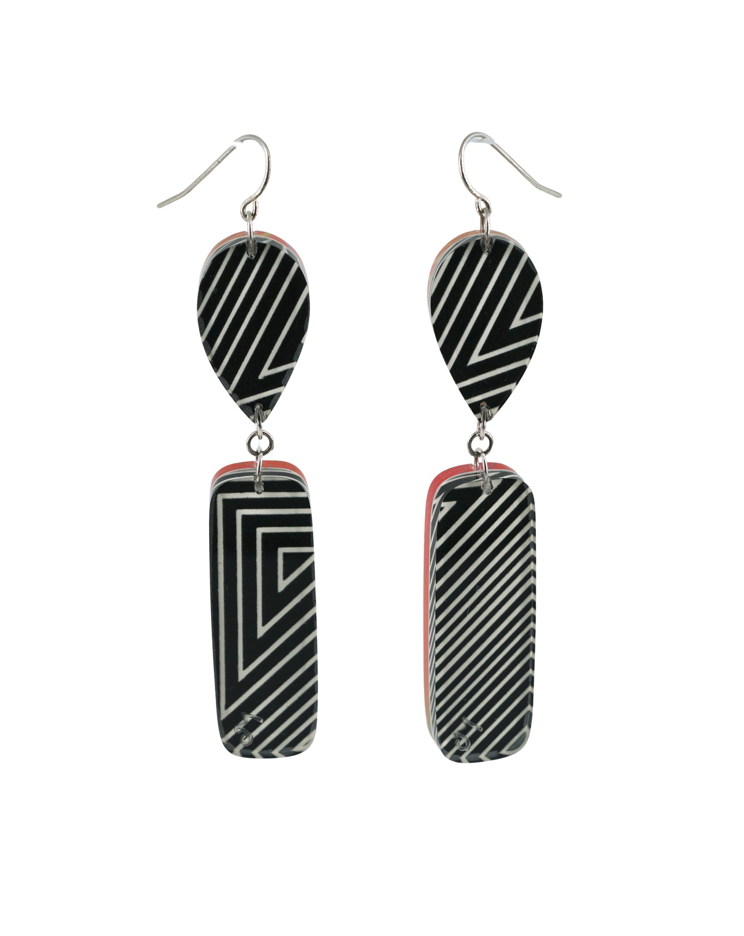 Op Art Reversible Red and Black 2 Tier Drops (wire)