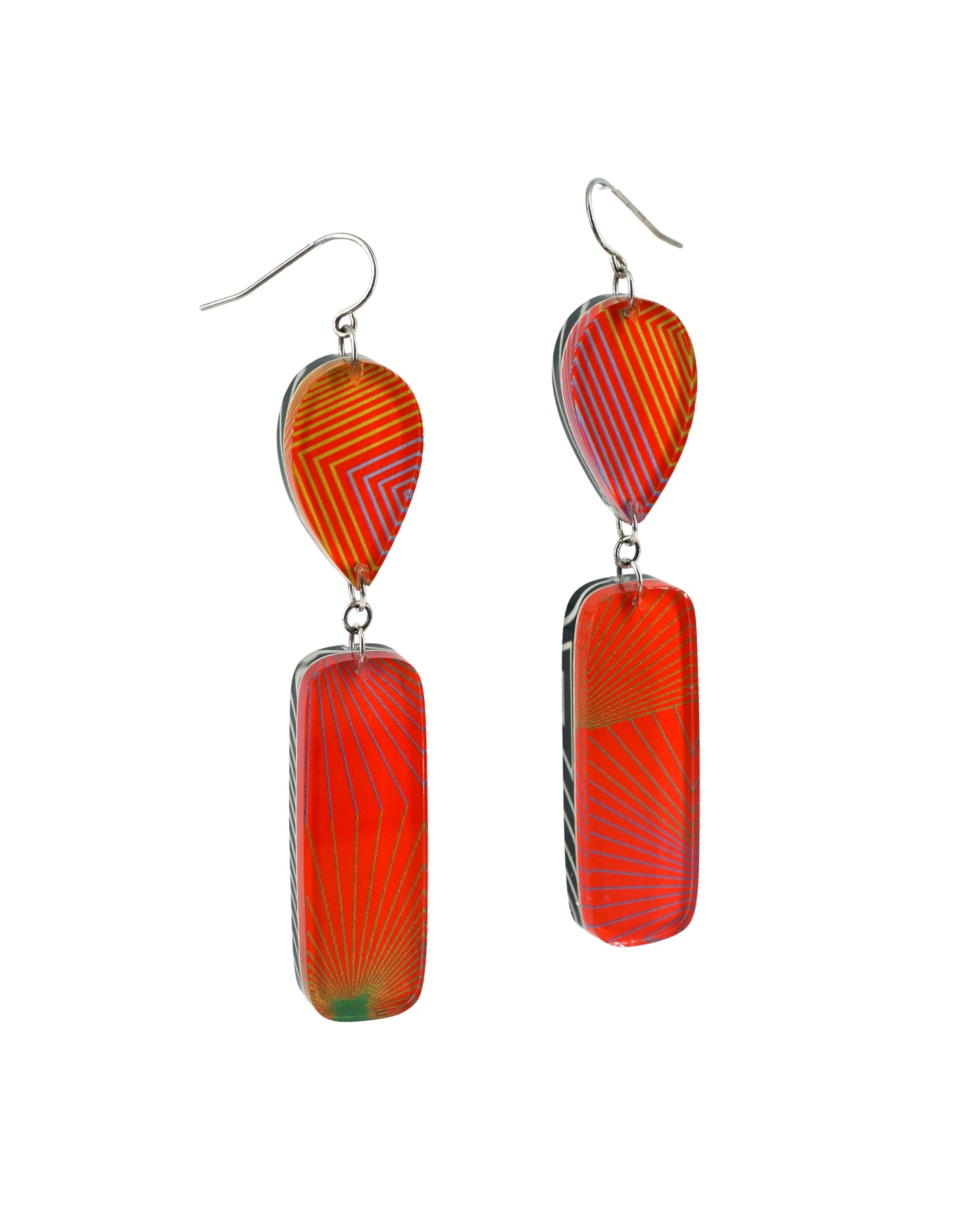 Op Art Reversible Red and Black 2 Tier Drops (wire)