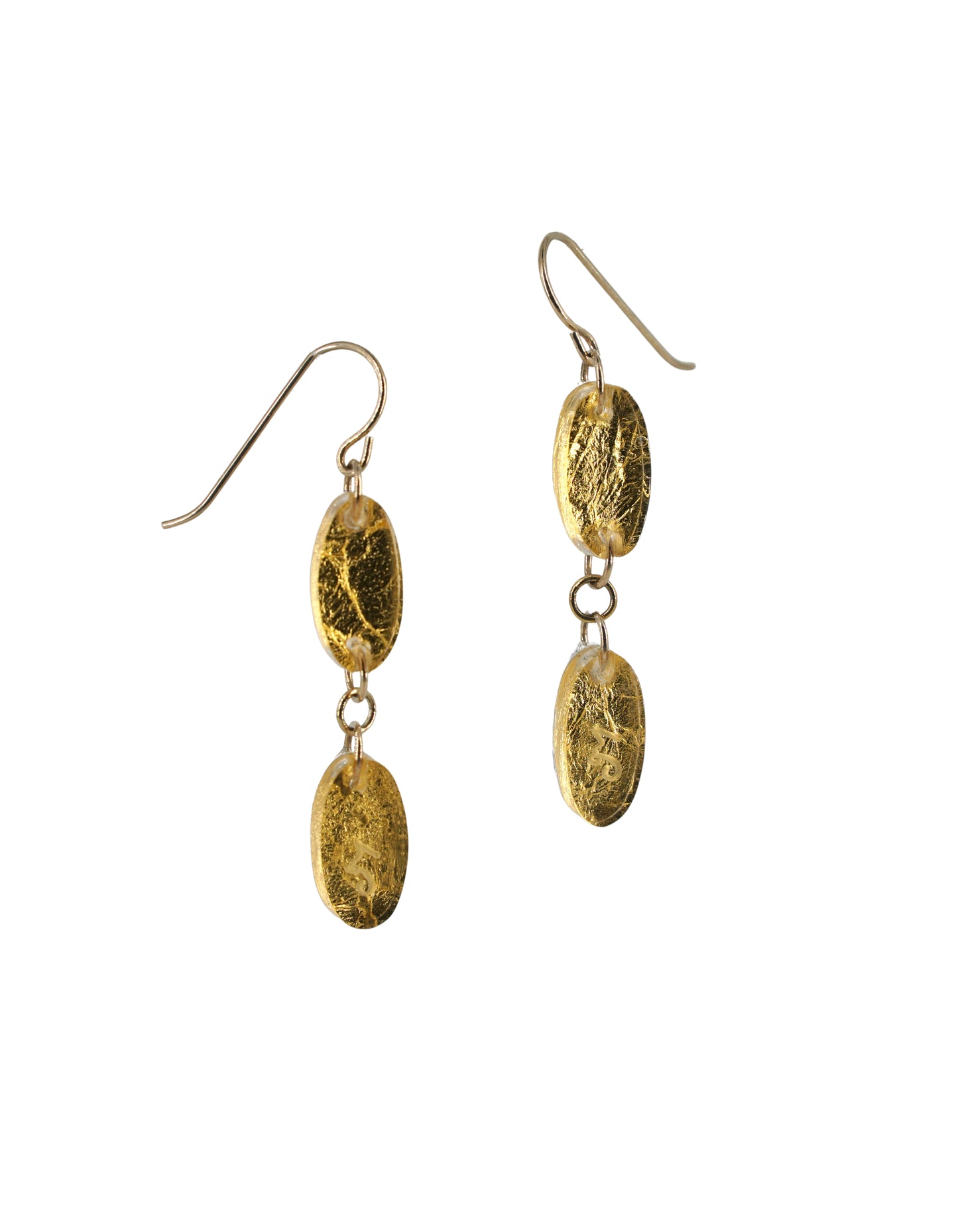 Op Art and Gold Reversible Small 2 Tier Drops (wire)