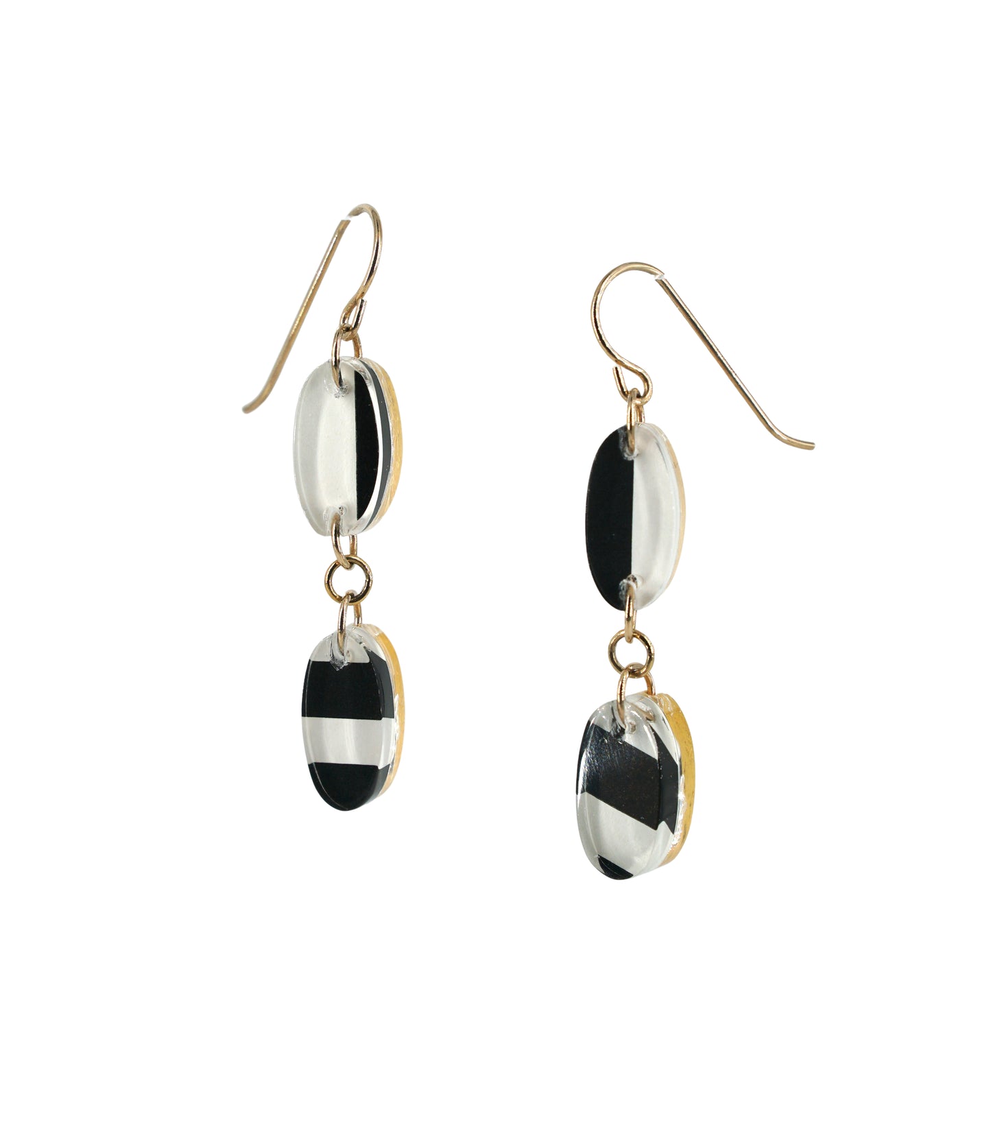 Op Art and Gold Reversible Small 2 Tier Drops (wire)