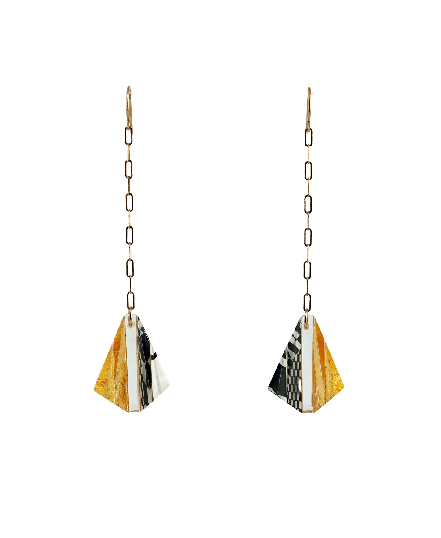 Op Art and Gold Triangle Chain Drops (wire)