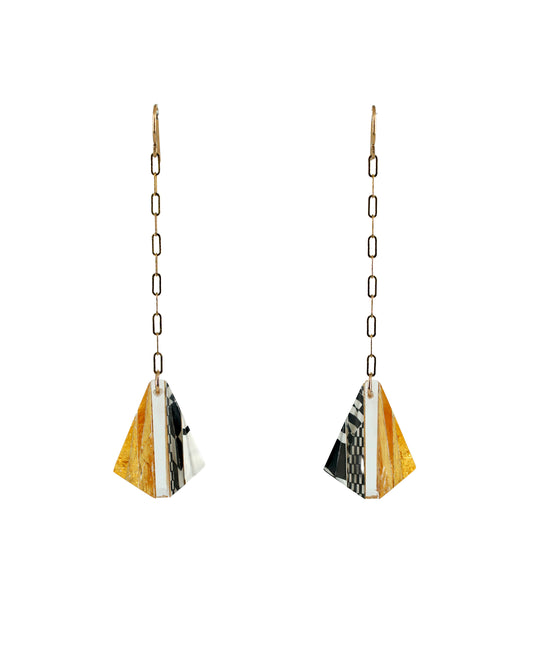 Op Art and Gold Triangle Chain Drops (wire)