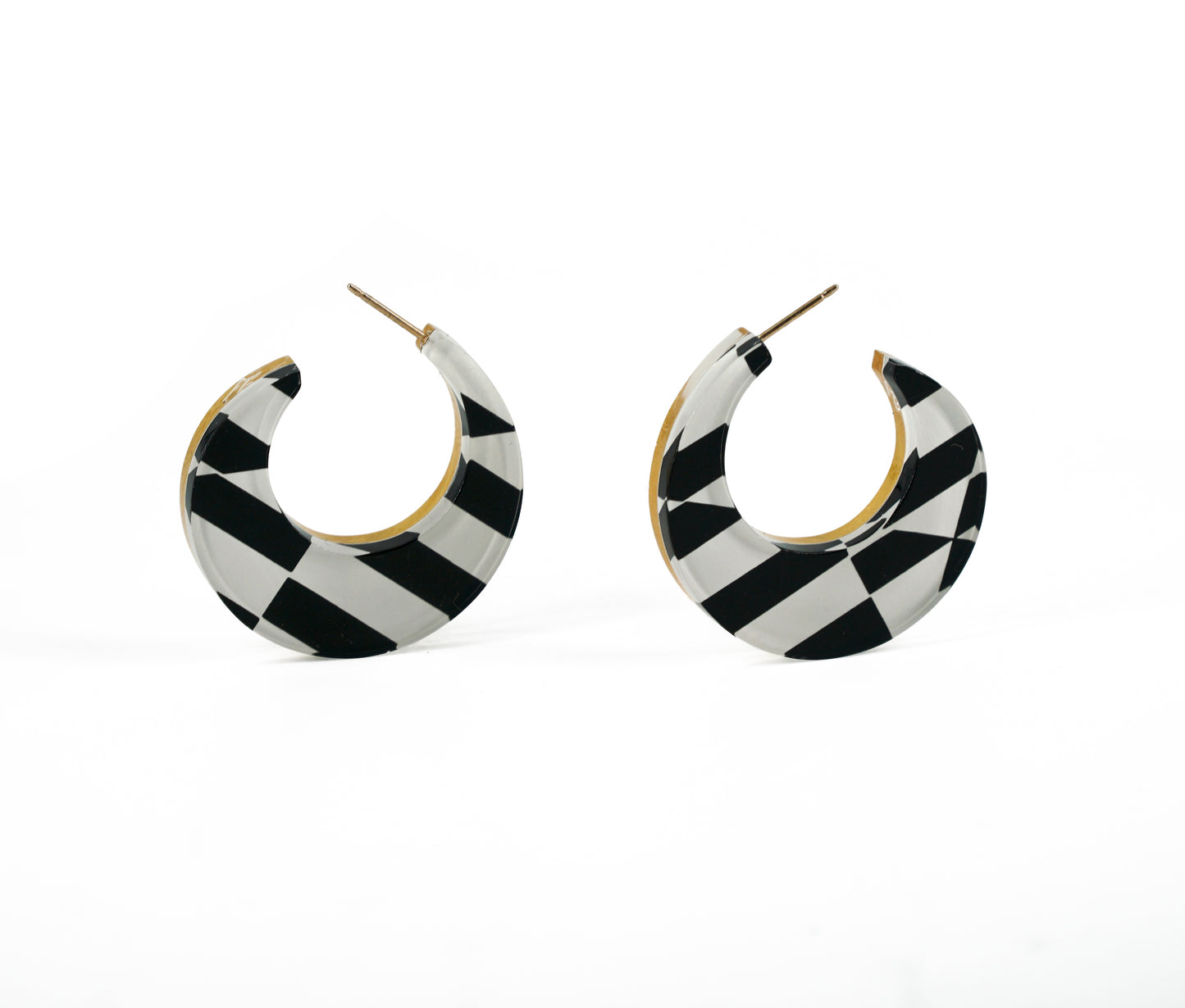 Op Art and Gold Reversible Round Hoops (post)