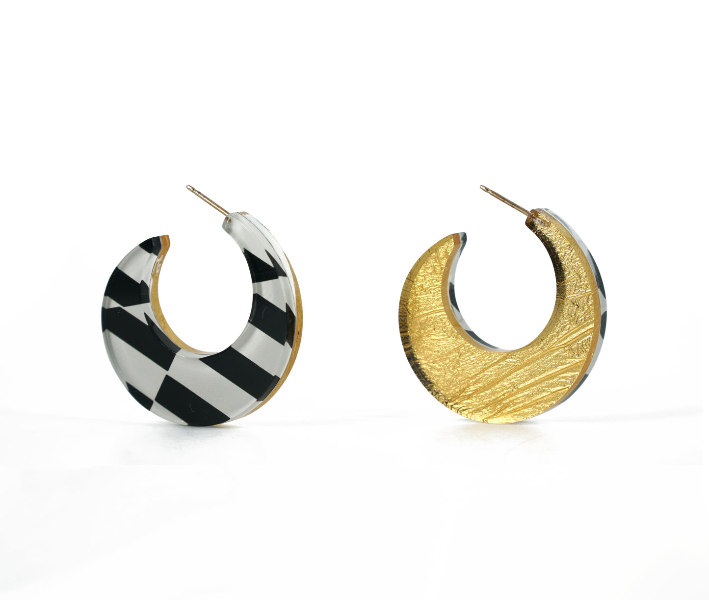 Op Art and Gold Reversible Round Hoops (post)