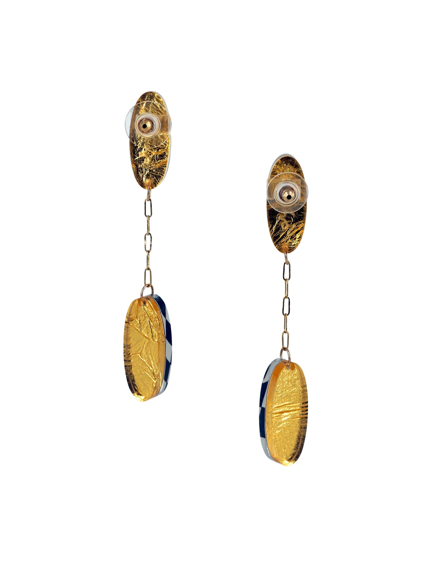 Op Art and Gold 2 Tier Oval Chain Drops (post)