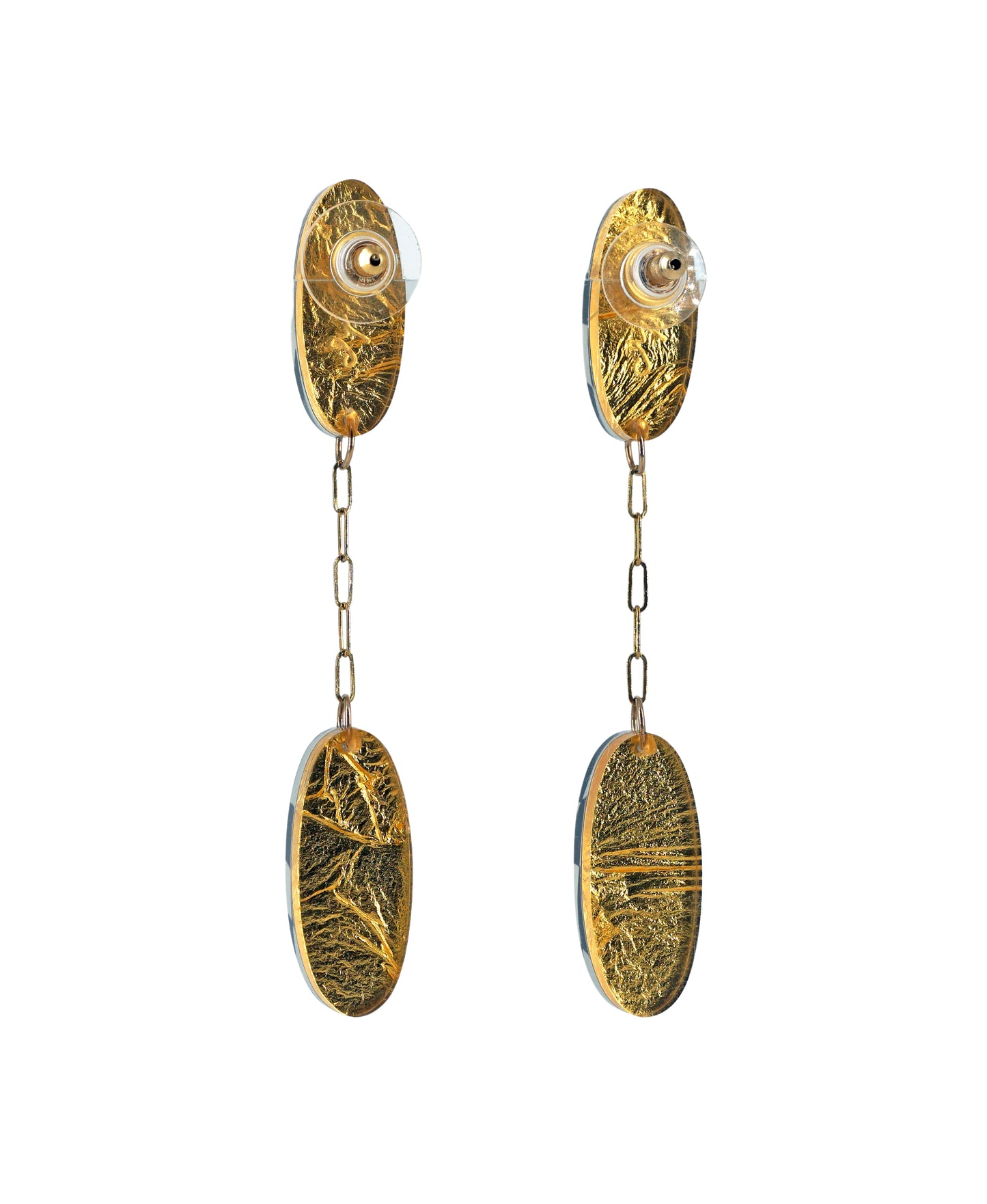 Op Art and Gold 2 Tier Oval Chain Drops (post)