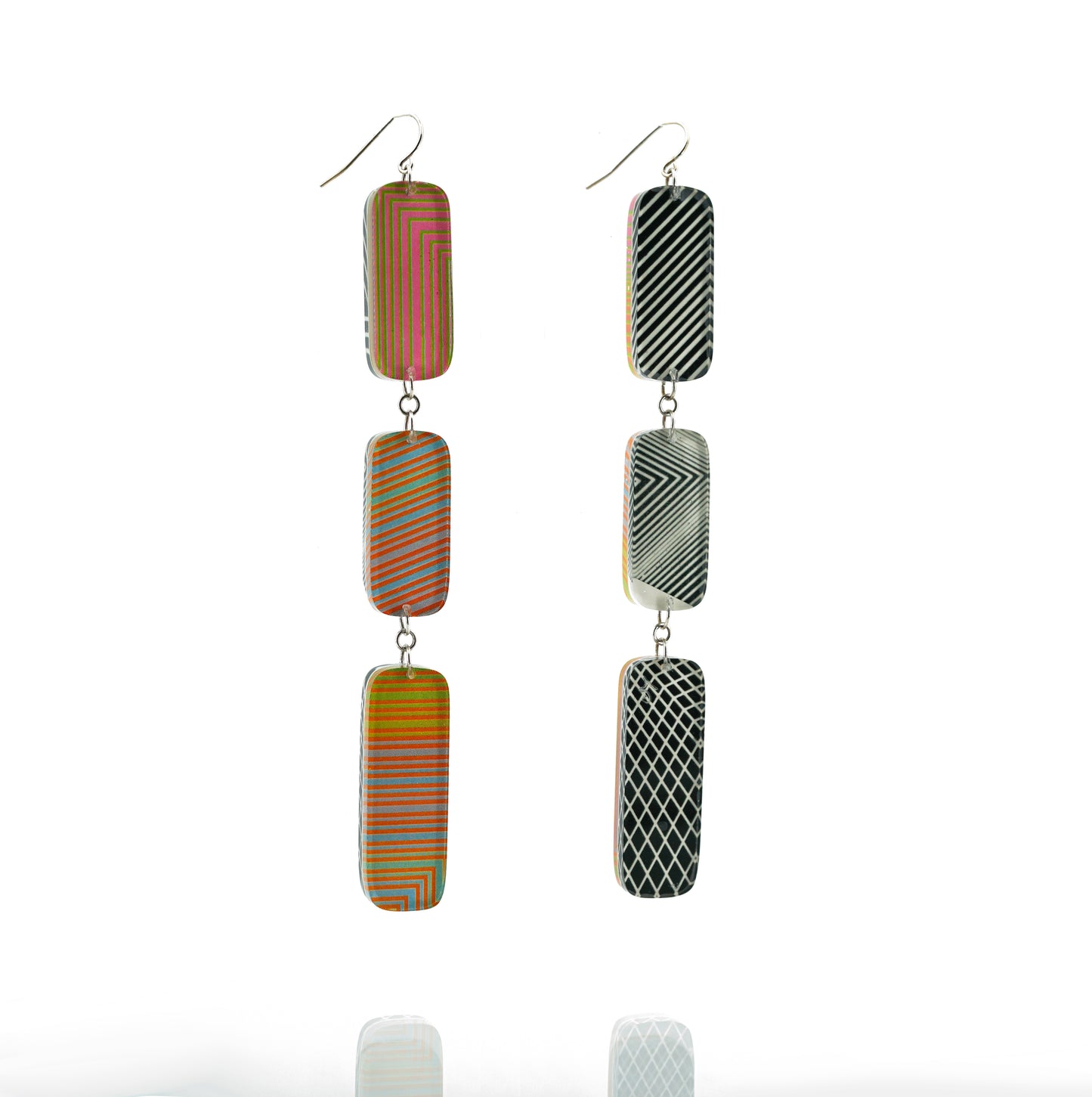 Op Art Extra Long Reversible 3 Tier Drops (wire)