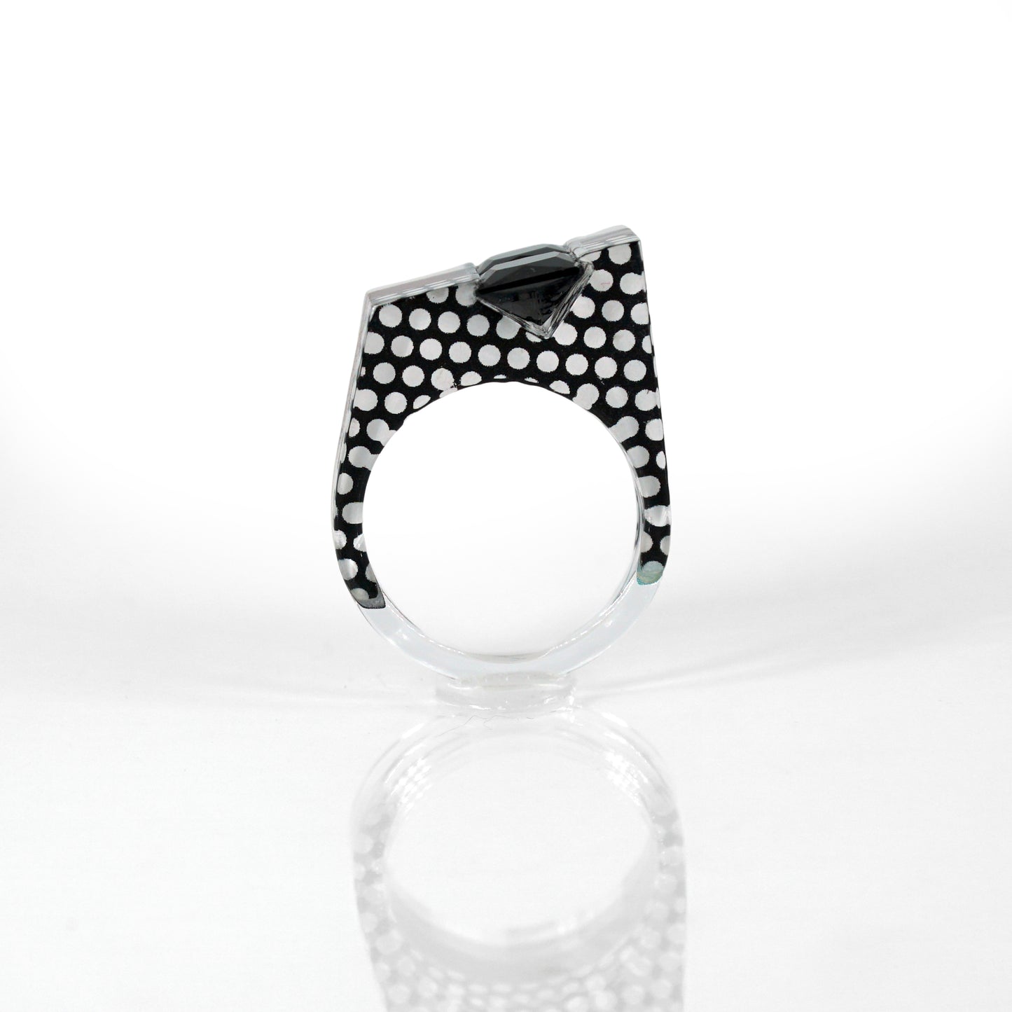 Pop Art Double Black Gem Ring - size 10