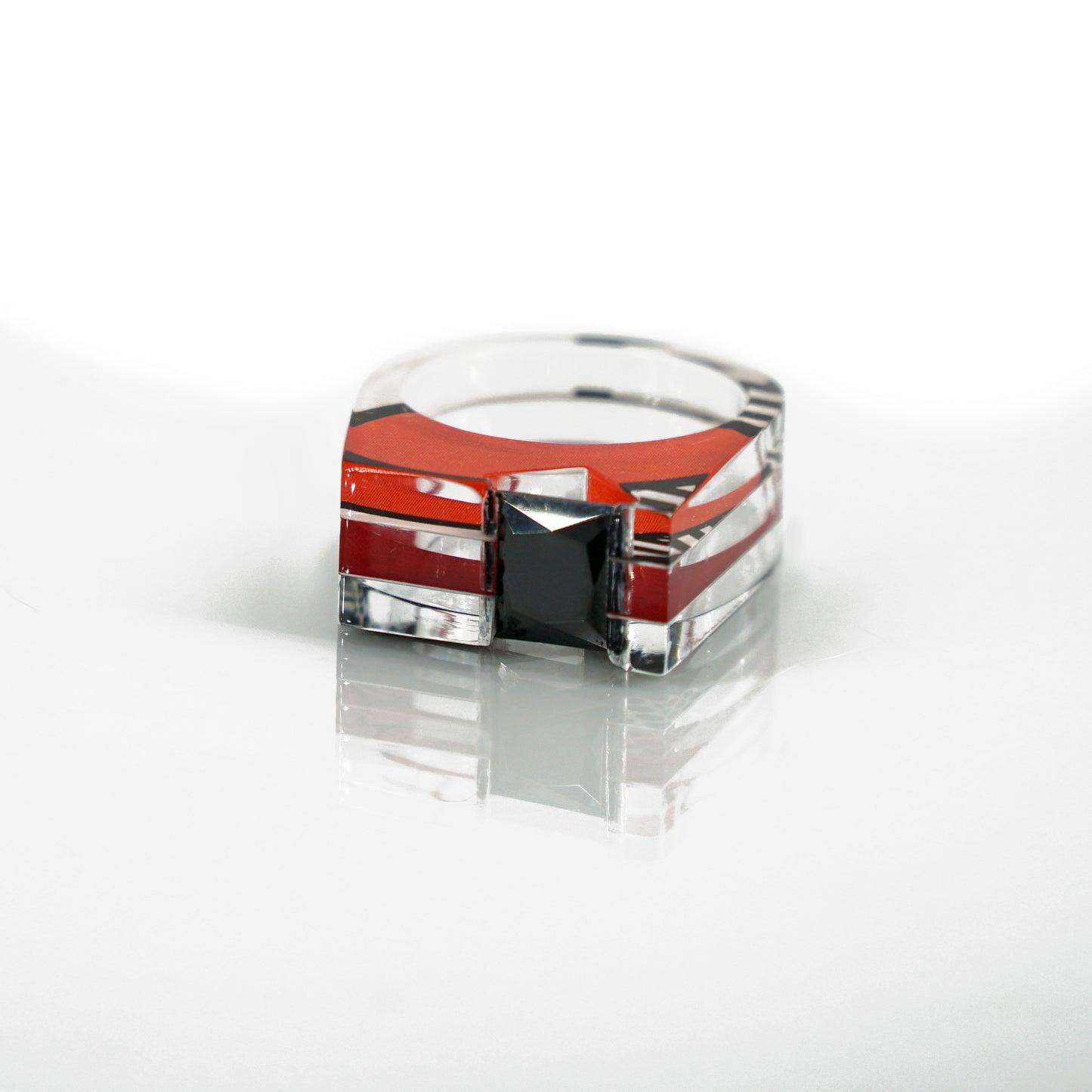 Pop Art Black Gem Ring - size 8