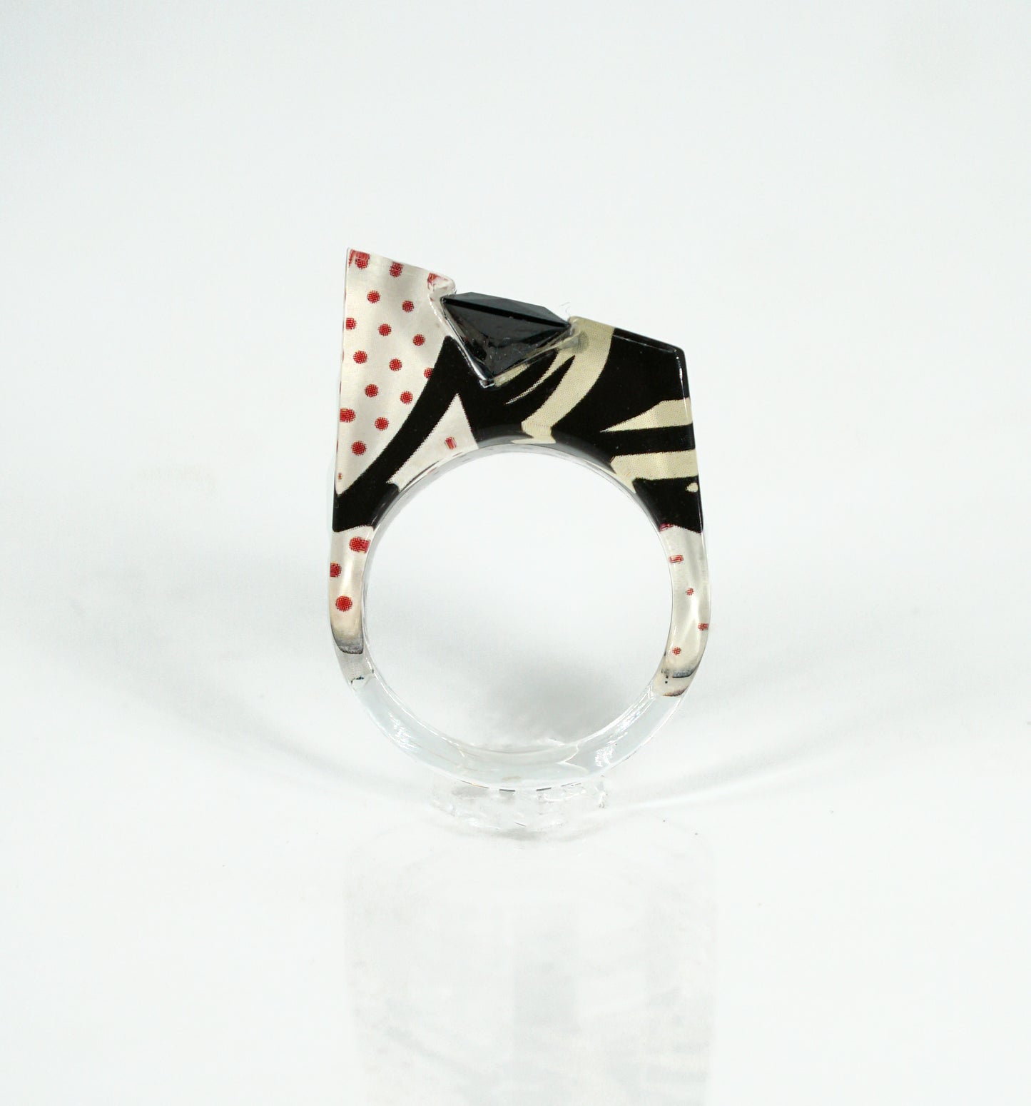 Pop Art Double Black Gem Ring - size 8.5