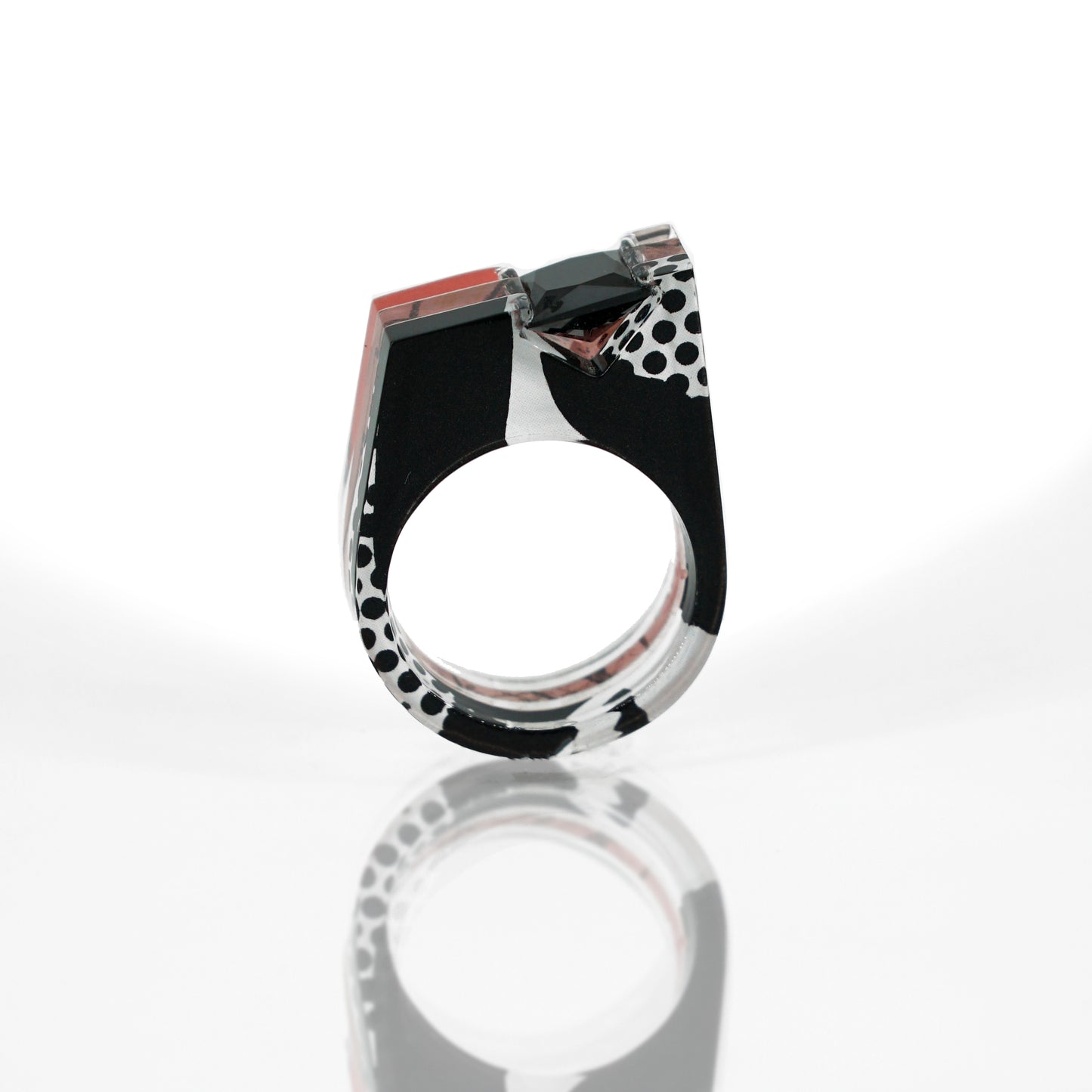 Pop Art Black Gem Ring - size 8
