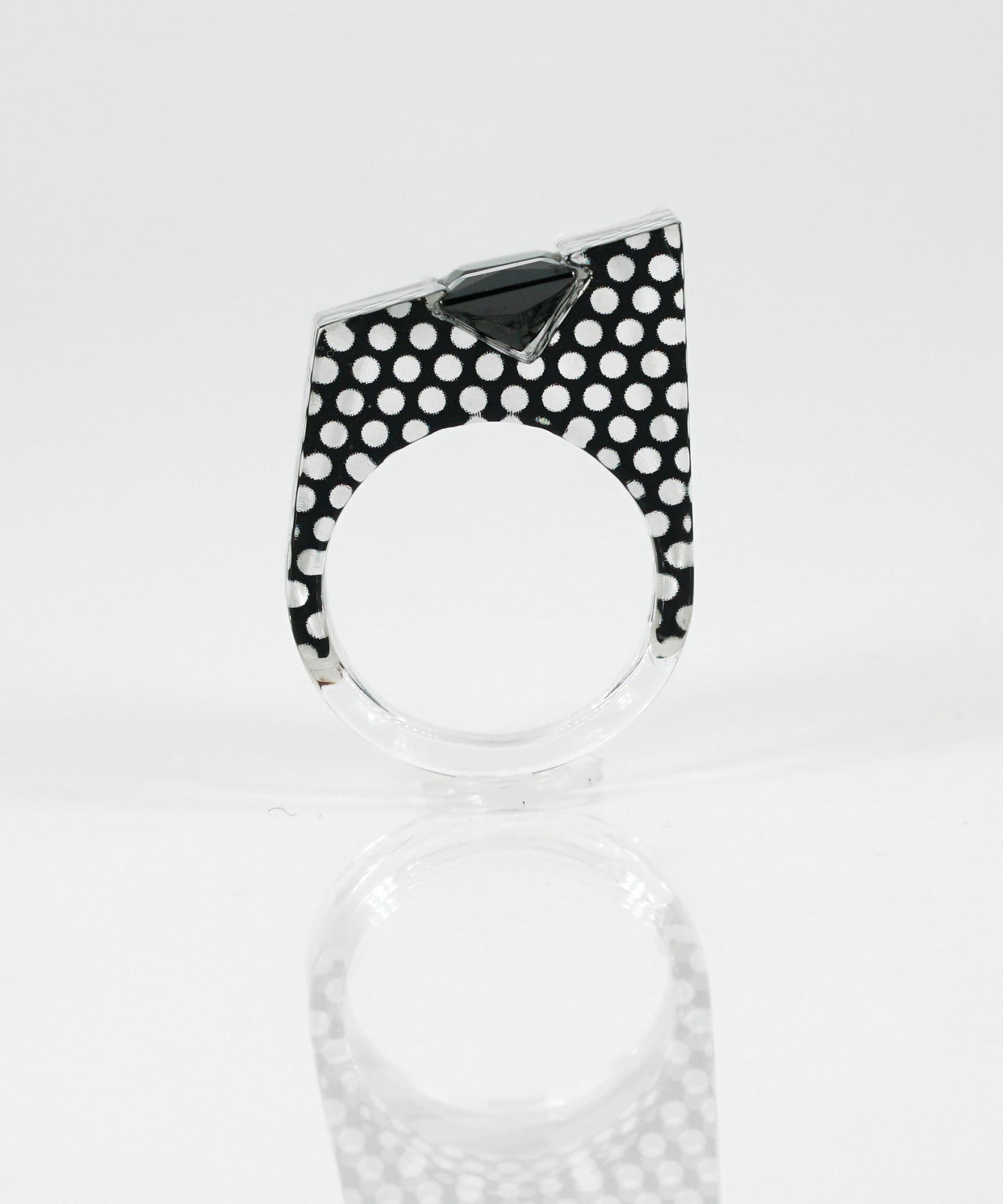 Pop Art Double Black Gem Ring - size 8.5