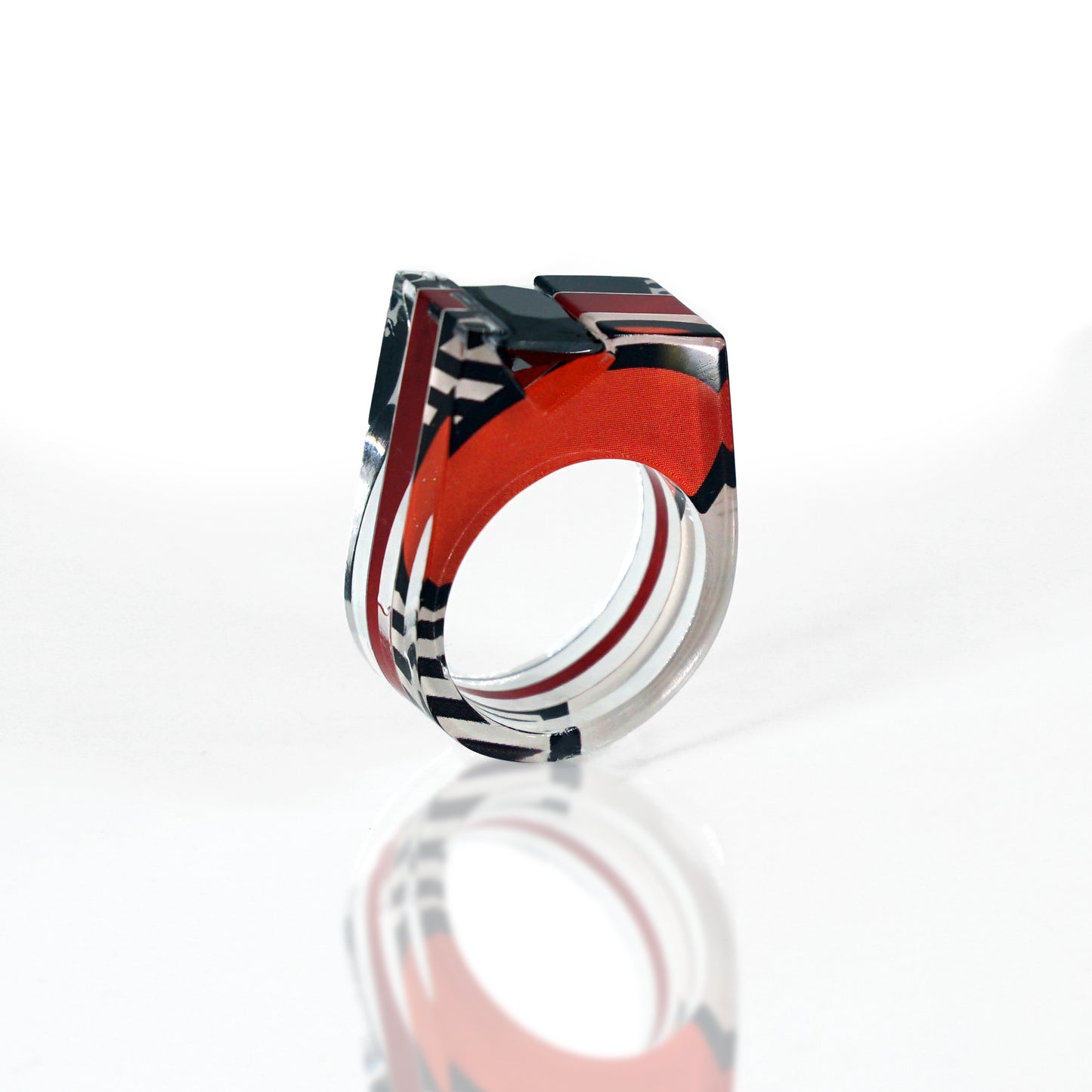 Pop Art Black Gem Ring - size 8