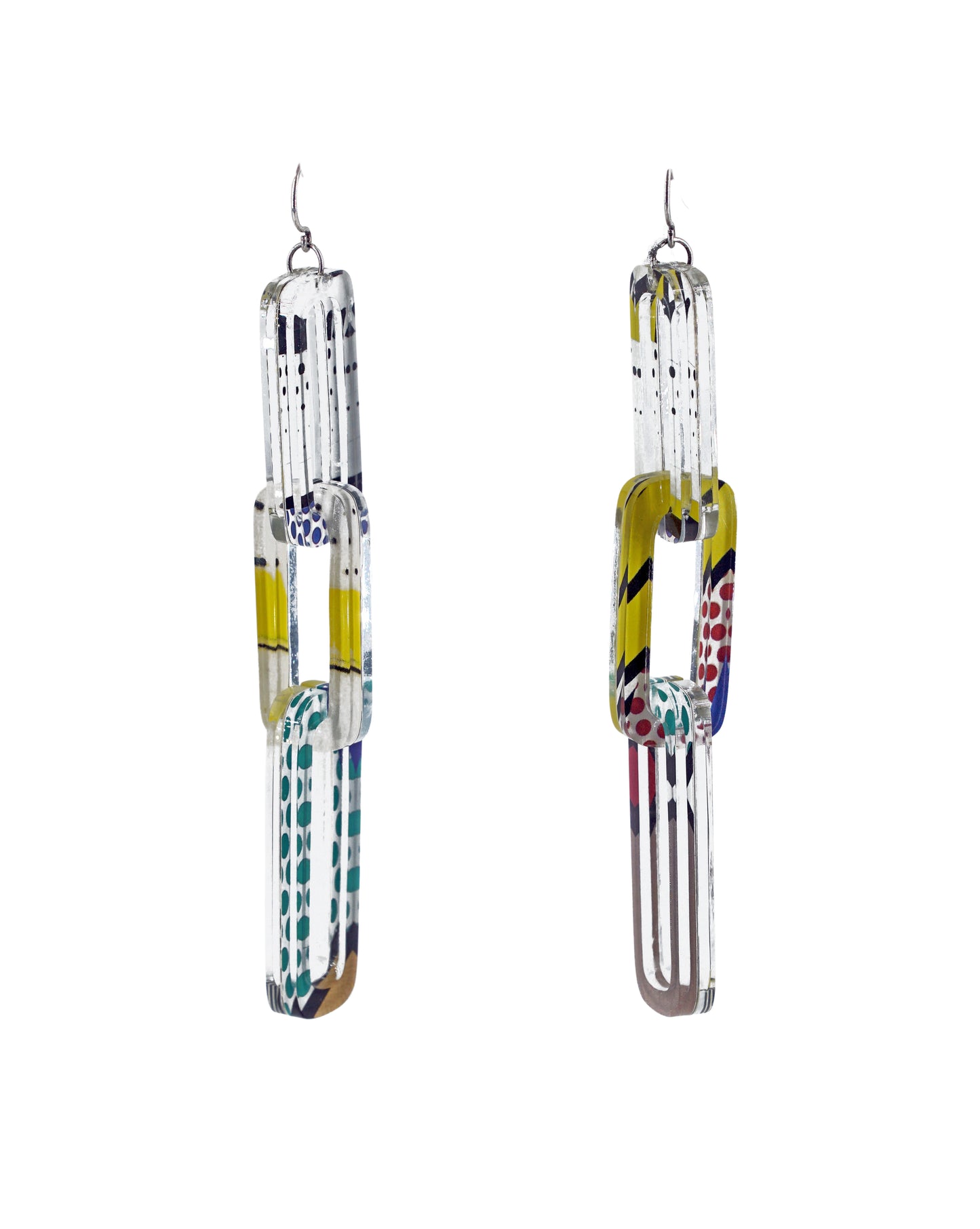 Pop Art Rectangle Chain Link Earrings (wire)