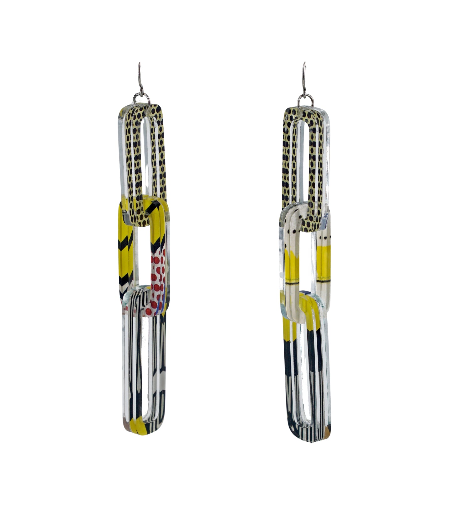 Pop Art Rectangle Chain Link Earrings (wire)