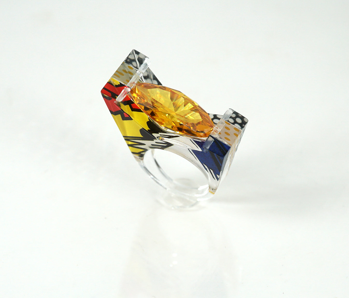 Pop Art Citrine Large Gem Ring - size 7