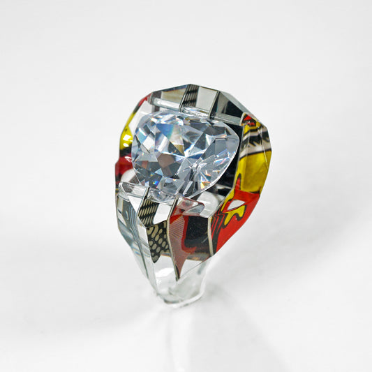 Pop Art Sculpted Giant Gem Ring - size 7.75