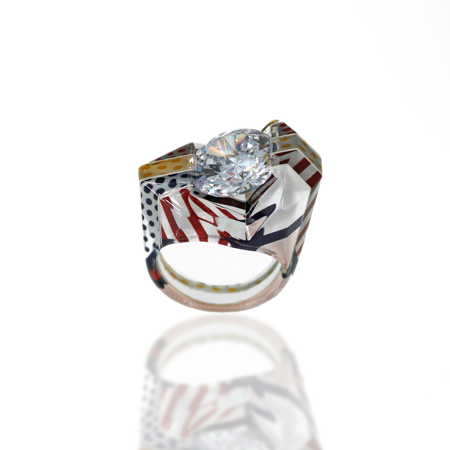 Pop Art Sculpted Large Gem Ring - size 9