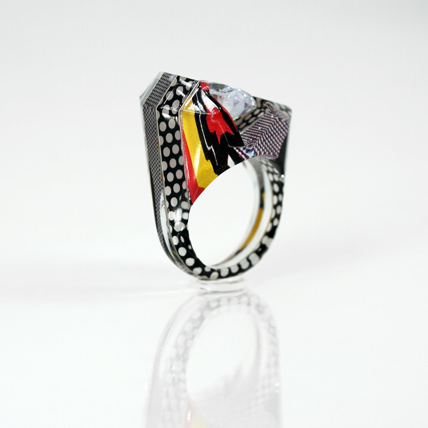 Pop Art Sculpted Large Gem Ring - size 9