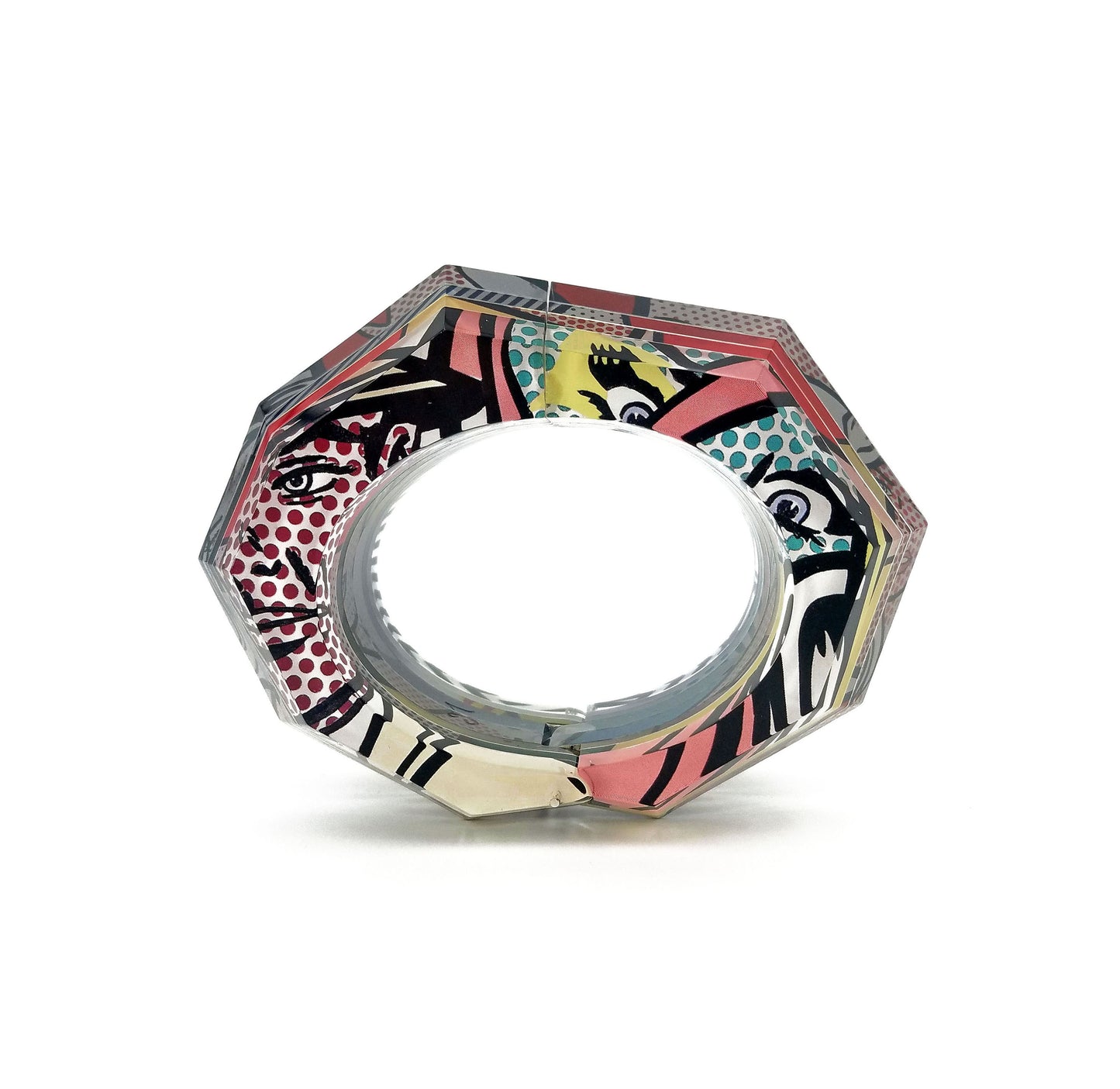 Faces Pop Art Faceted Hinge Bracelet (large)