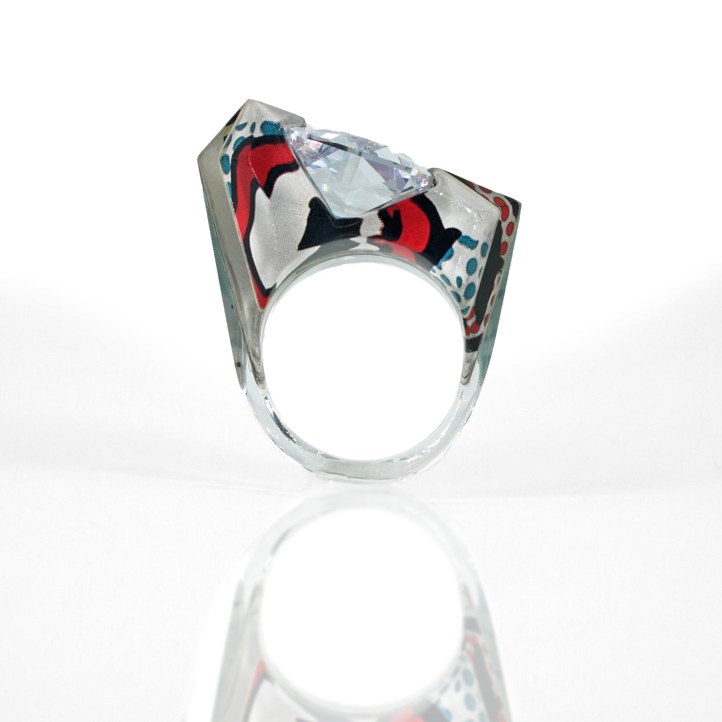 Pop Art Sculpted Large Gem Ring - size 7